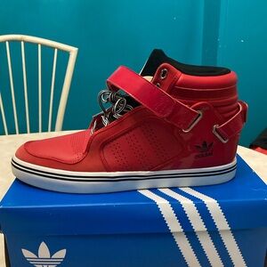 Adidas Red High-Top Sneakers with Velcro Strap